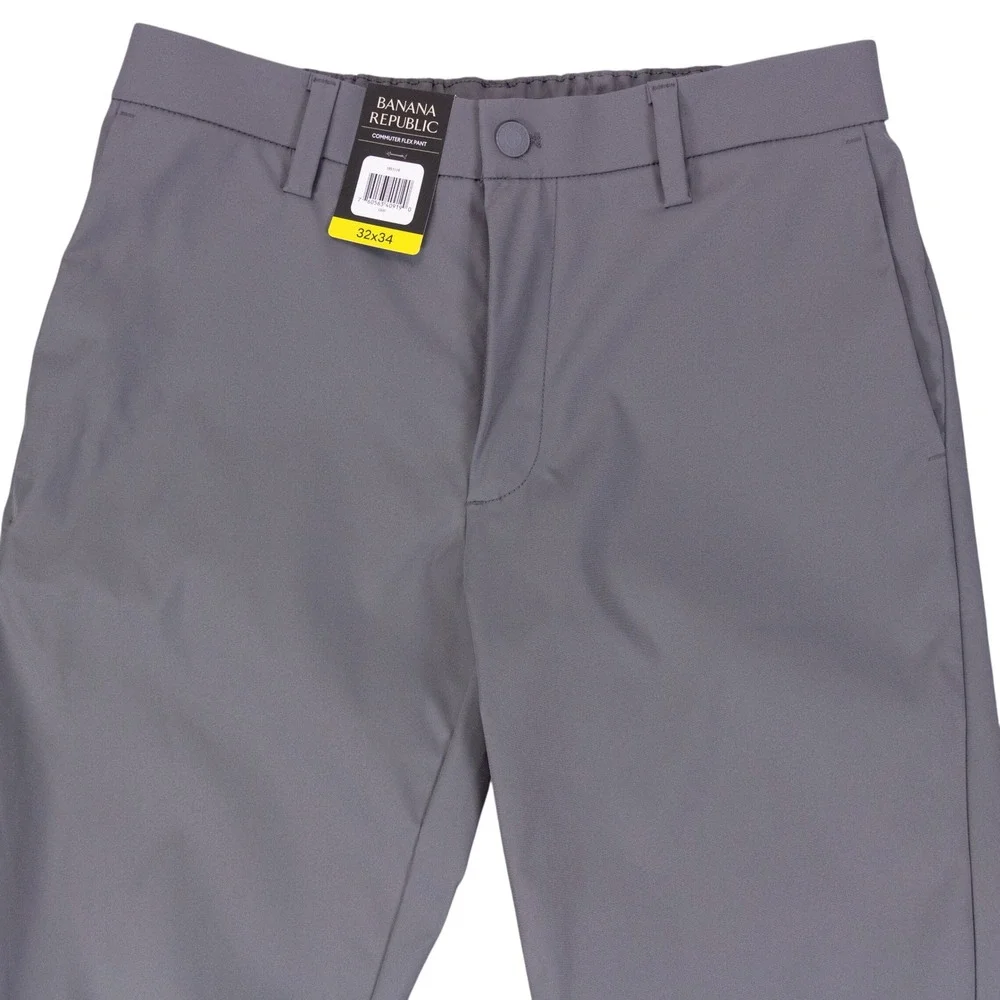 NWT Banana Republic Commuter Flex Pant Mens 32x34 Gray Polyester Tech Stretch